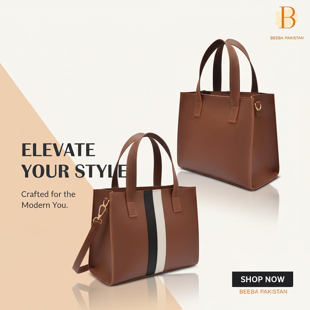 The Classic Stripe Accent Structured Tote Handbag – Beeba Pakistan