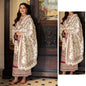 Regal Cream & Maroon 3-Piece Pashmina Style Suit | Embroidered Shawl & Self-Printed Detailing